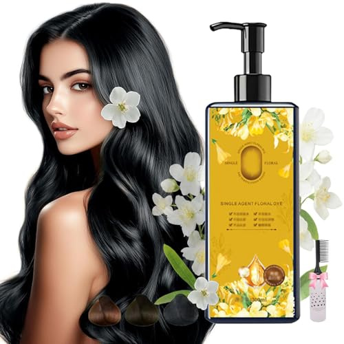 Nährende Haarfarbe auf pflanzlicher Basis, einzelne Agent Blumenduftfarbstoff, langlebige und natürliche Haarfarbe Shampoo, Bubble Plant Hairs Farbstoff für graue Abdeckung (01#)