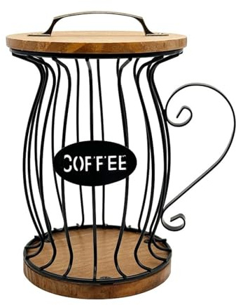 AYYCILIDR Portacapsule di caffè in ferro e legno, a forma di tazza, tavolo, cestino