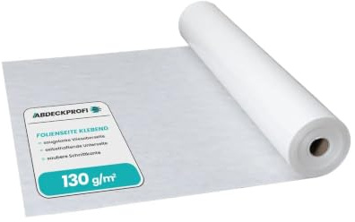Abdeckvlies Folienseite klebend – 130 g/m² - 2m x 50m (100m²) | Renovierungsvlies, Malervlies, Abdeckvlies selbsthaftend, Treppenvlies