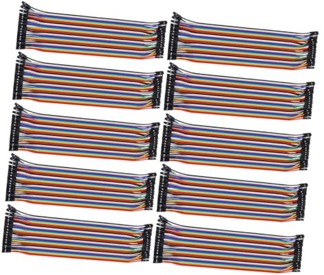 NOLITOY 40p Ribbon Wire Female to Female Cable 20cm 10pcs Breadboard Jumper Wire Replacement for Prototyping and Solder Circuits