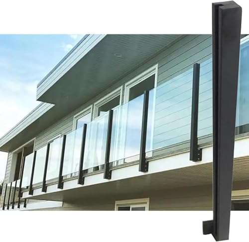 Colonne di montaggio laterali per ringhiera in vetro con finitura opaca nera opaca – staffa per balcone per pannelli in vetro/legno/plastica da 3/8-1/2, fessure interne da 15 mm, altezza palo destro