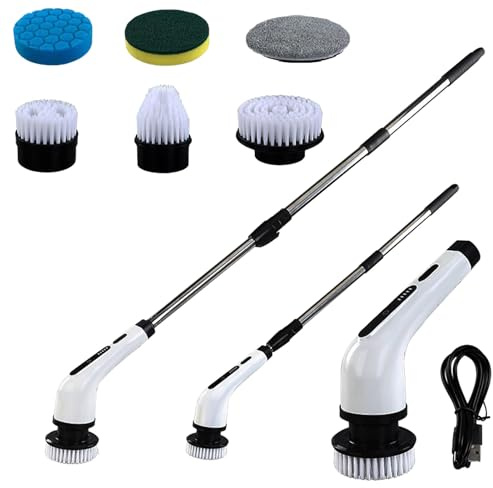 Spazzola Di Pulizia Elettrico | Pulitore senza Fili con Manico Lungo | Lavello Lavello Della Cucina | per Bagno Cucina Lavello WC Pavimento Piastrelle Guarnizione Finestra