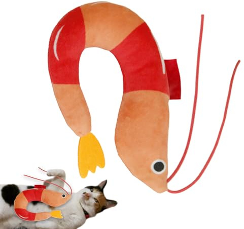 en Herbe à Chat pour Chats – Jouet d'hiver en Forme de crevette pour Chatons, Oreiller pour Chat avec balles froissées | Jouet de Nettoyage des Dents de Chat, Toilettes d'intérieur pour Le