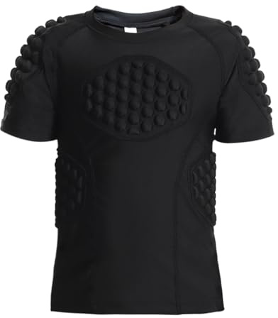 Ungdom pojkar fotboll ribskydd – YS-YXL storlek bröstskydd, polyester spandex vaddering, hjärta sternum axelskydd med tjock EVA-svamp | sportutrustning för fotboll basket och paintball