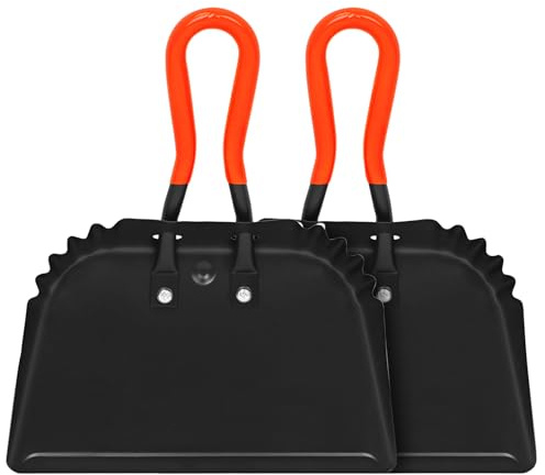 (2PK) Metal Dust Pans Heavy Duty, 12” Outdoor Dustpan with Rubber Handheld Handle, Large Shovel Wide Scooopers for Garage Shop Fireplace Commercial Uses