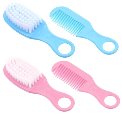 2 Stück Babyhaarbürste und Babypflegekamm für Neugeborene | Pp Ausführung, Leichtes Format, für Tägliche Reinigung und Massage, Geeignet für Zuhause und Wickeltasche