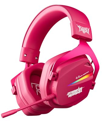 UNVO THS326 Casque de jeu sans fil 7.1 avec son surround 7.1 pour PS5 PS4 PC Switch TOPSPEED, micro antibruit, batterie de 250 heures, faible latence de 15 ms, léger, jeux BT 5,3 FPS (rouge)