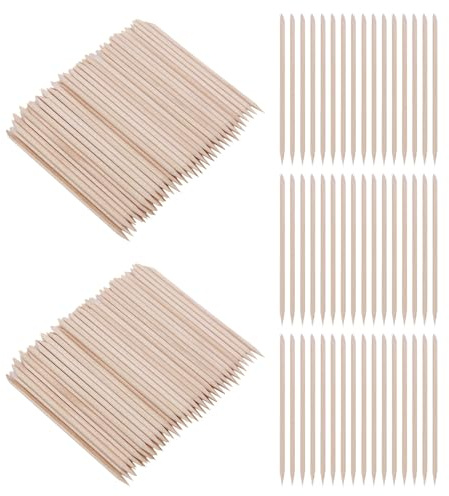 Mikikit Bâtonnets de Manucure en Bois Double Embout 15 Cm 300 Pcs pour Soin des Ongles, Repousse-cuticules et Nettoyage des Cuticules, Outils Professionnels pour Manucure et