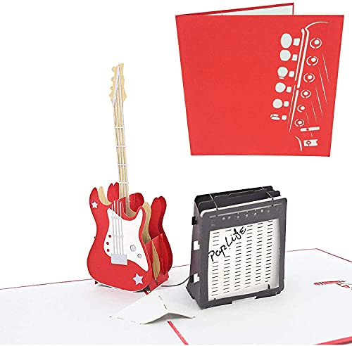 PopLife Cards Día de padres de la guitarra tarjeta de felicitación emergente para todas las ocasiones día del padre, feliz cumpleaños, aniversario, graduación, retiro, músicos, profesor, estudiante