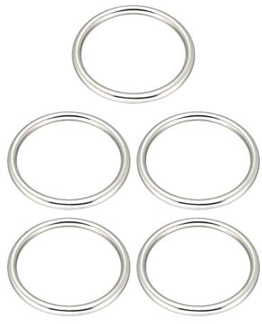 sourcing map 5 Stück Metall O-Ring Schnalle geschweißt 70 mm x 60 mm x 5 mm für Hardware Taschen Ring Hand DIY Zubehör