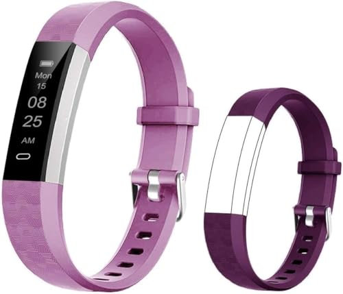 BIGGERFIVE Fitness Tracker Watch for Kids Boys Girls Teens, Pedometer Watch, Activity Tracker, Sleep Monitor, Calorie Counter, Silent Alarm Clock, IP67 Waterproof Step Counter Watch (Dual Straps)