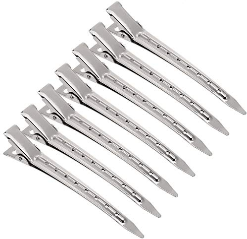 12 Stück Haarklammer Silber,Entebill Haarspangen,Alligator Curl Hair Clips mit Löchern Silber EnteBill Friseur Haarspangen für DIY Haarklammern Damen und Mädchen Basteln (12PCS)