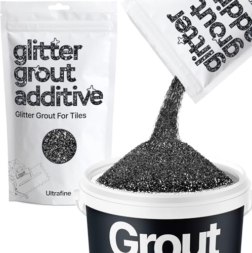 Hemway Black Glitter Grout Additive Ultrafine 100g | for Adding Sparkle to Kitchen & Bathroom Tiles, Enhance Your Indoor Grouting Projects with a Durable Sparkly Effect
