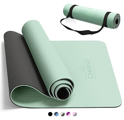 CAMBIVO Yoga Mat for Women Men Kids, 72 x 24 TPE Yoga Mats, 1/3 & 1/4 & 2/5 Inch Extra Thick Yoga Mat Non Slip, Workout Mat with Carrying Strap for Yoga, Pilates,Meditation and Floor Exercises