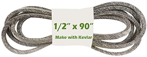 Courroie de coupe pour tondeuse à gazon 1/2 x 228,6 cm avec Kevlar compatible avec Ariens 21546076, AYP 105732X, 532193214, Craftsman 125907X, et Poulan 532125907, Simplicity 1716854