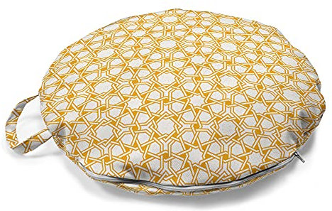 ABAKUHAUS Geometrie Rundes Bodenkissen mit Griff, marokkanische Effekte, dekoratives Kissen für Wohnzimmer & Schlafsäle, 45 cm, Erde Gelb