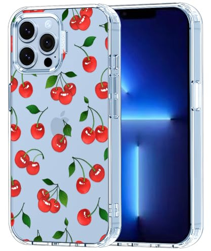 MOSNOVO Case for iPhone 13 Pro Max, [Buffertech 6.6ft Military-Grade Drop Protection] [Anti Peel Off Tech] Clear TPU Bumper Phone Case Cover Design - Cute Cherry