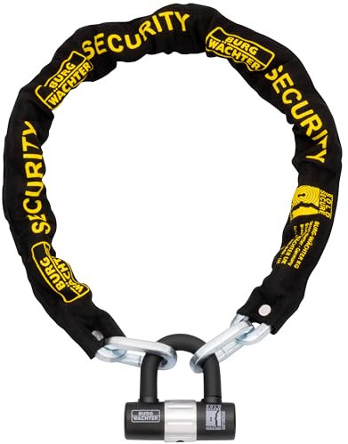 Burg-Wachter 1.5M Sold Secure Gold Bike Chain and Lock Kit, Black