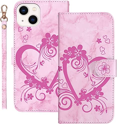 Bartern Blumig Herz + Blumen Brieftasche Etui - Damen Geldbörse mit Blumengeschmack für Unisex-Erwachsene in Pink aus Baumwolle