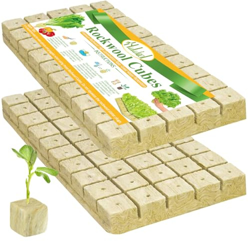 Halatool 1 Inch Rockwool Cubes for Hydroponics, 100 Pcs Seed Starter Plugs