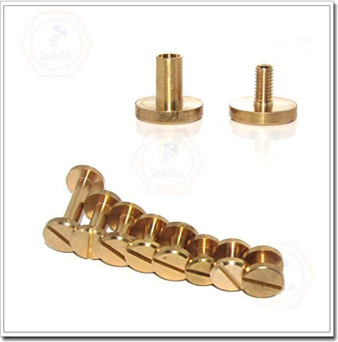 50 Sets 10mm×15mm Gürtelschraube, Lederschraube, Handwerksschraube, Messing Nieten, Chicago Nagel, Stud Bag Nagel, Flachkopf, Hohlniet