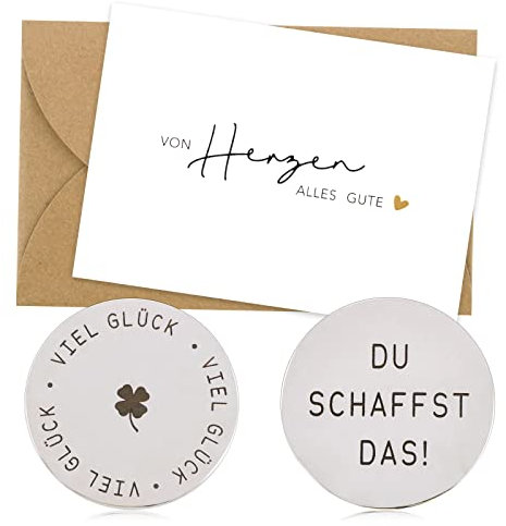 COLOFALLA Glücksbringer Glücksmünze Glücksbringer Prüfung Silvester Zweiseitig Viel Glück Du Schaffst Das für Prüfung Abschluss Führerschein gute Besserung Mutmacher Geschenke