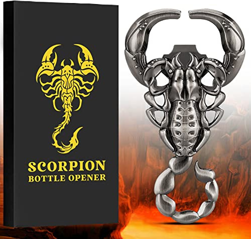 LULLEA Skorpion Bier Flaschenöffner, Skorpion Geschenke für Männer, Personalisierte Geschenke Männer, Vatertagsgeschenk, Weihnachtsgeschenke, Geburtstagsgeschenk für ihn, Ehemann Opa Freund, Silber