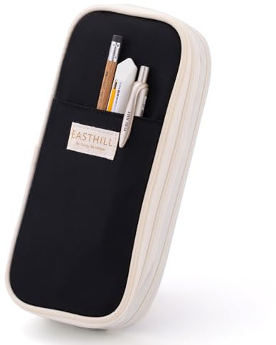 EASTHILL Big Capacity Pencil Case Large Pencil Pouch Stationery Pen Bag for Teen Girls-Black