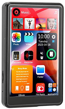MP3 Player Bluetooth 5.0, 4in Full Touch Screen HD Music Player, 16GB Memory, Type C Fast Charging, Support Recorder Video Play Electronic Dictionary FM Radio (16GB RAM and 128GB Memory Card)