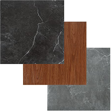 Joparri PVC Bodenbelag, Vinyl Boden, Selbstklebende Vinylboden, 30x30cm, Rutschfeste Wasserdichte Schneidbar Fliesenoptik Bodenfliesen, Fussbodenheizung Fliesen (ca. 2m², Schwarz Marmo)