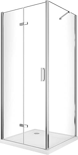 BOX DOCCIA 2 LATI CON APERTURA A LIBRO PIEGHEVOLE CON PARETE FISSA LATERALE REVERSIBILE, VETRO 6 MM H 190 CM (FISSO 65-67,5 + PORTA 72,5-75)