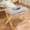 Nisorpa Reposapiés plegable para sofá otomano, reposapiés de madera de bambú, taburete plegable de madera con cojín de tela de terciopelo extraíble para sala de estar, color gris