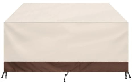 Rechteckig Housse Salon de Jardin ImperméAble,420D Tissu Oxford Housse de Meubles,pour Patio Table Chaises ExtéRieure etc- Beige+Coffee||60x60x60CM/24x24x24IN