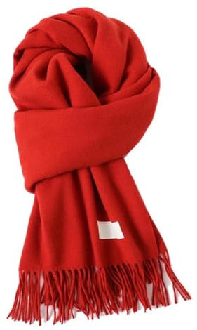 Bettschlange Schal Damen Winter, Warm Wollschal, Winterschal Damen mit Quasten, XXL Kuschelige Warme Winter Schals, Scarf Poncho Cape, 200x70cm,01-Großes Rot
