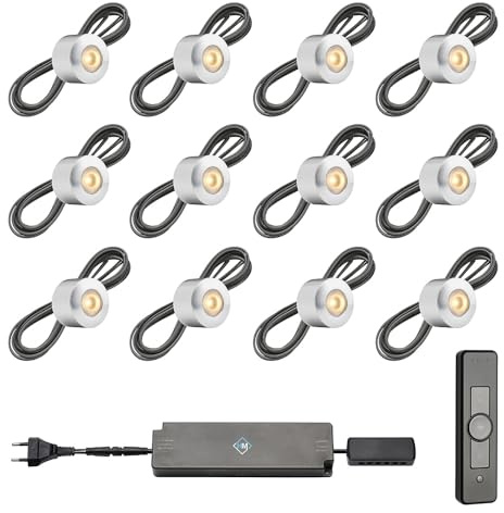 Hamulight LED Aufbaustrahler Terrassenüberdachung Gomera ab mit Fernbedienung | Wintergarten Beleuchtung - Aufbauleuchten - Terrassendach - Überdachung | 3W - Dimmbar - Warmweiß | Set mit 12 Stück