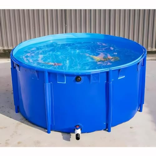 MAHFEI Canvas Fish Pond Pool, Round Pool Above Ground, Swimming Pools Above Ground, Bring Foldable, Wear-Resistant/Easy to Install, for Outdoor Breeding, Reservoir ( Color : Blue , Size : 1x0.6m )