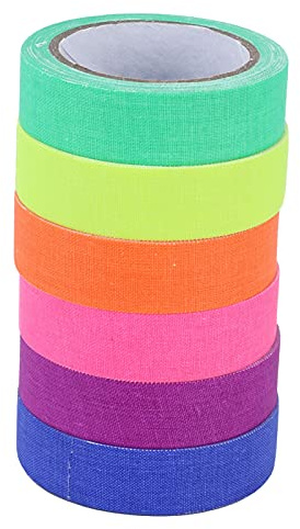 6 Rollen Neon Klebeband, Fluoreszierendes Klebeband Leuchtfarben Nachtleuchtend Buntes Klebeband für Neon Party Schwarzlicht Deko