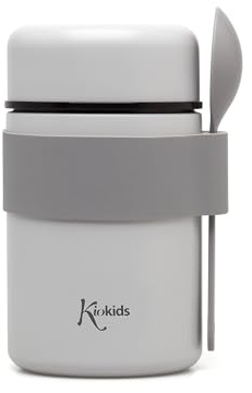 Kiokids Termo Papillero De Acero Inoxidable 500ml Con Cuchara Gris