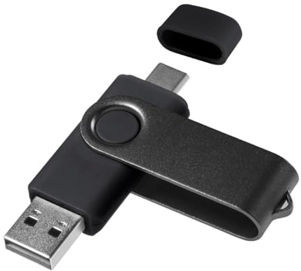 Yaxiny USB C Flash Drive 128GB, OTG Pen Drive, USB 3.0 Speicherstick für Android Smartphone, Typ A+C, Metall Schwarz