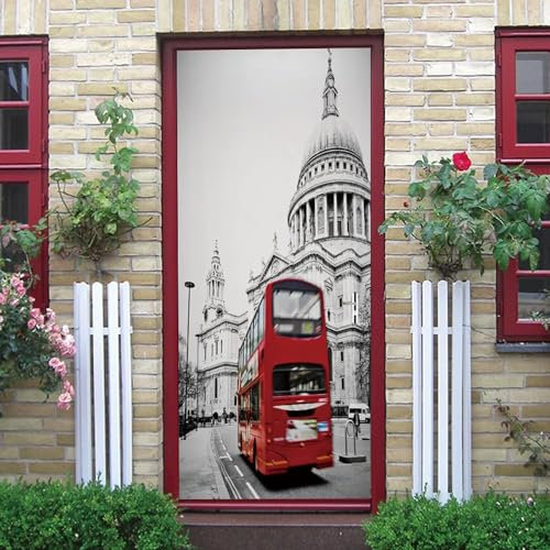 Türaufkleber Türtapete Selbstklebend Rotes Auto Im Europäischen Stil 95 X 215 Cm 3D Türposter Fototapete Türfolie Wasserdichte Abnehmbare Türtapete Innentür Schlafzimmer Home Deko - Türwandau -7G7C8V9