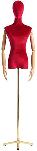 Schneiderbüste, Schneiderpuppe, Schneiderpuppe, goldene Basis, Schaufensterdekoration, Requisite, Bekleidungsgeschäft, Damenmodell, Arm aus massivem Holz