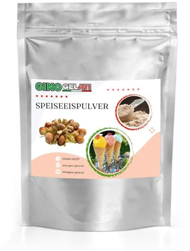 Gino Gelati Haselnuss Eis Speiseeis Pulver 1 Kg mit Nussgeschmack, Softeispulver mit und ohne Maschinen, Eiscreme selber herstellen, für Gastronomie und private Küche