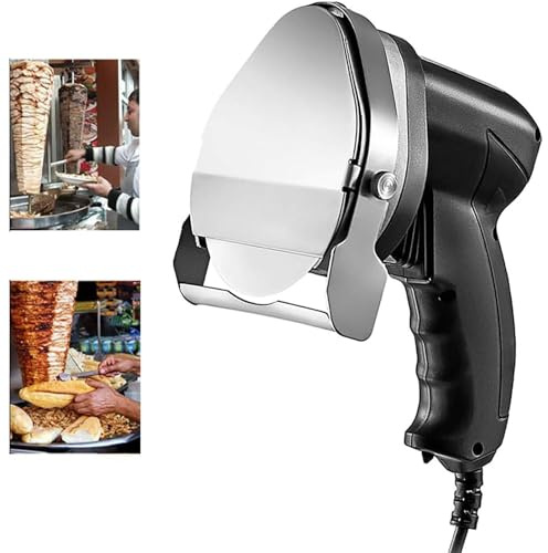 YZHYYDS 80W Electric Kebab Knife, Handheld Professional Electric Stainless Steel Carving Knife with 2 Blades, 0-8mm Adjustable Thickness, for Restaurants, Roast Meat Shops, Snack Bars