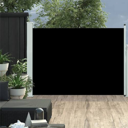 Brokky Toldo Lateral retráctil toldo Exterior toldo Lateral toldo Exterior toldo Lateral retráctil Exterior de jardín Negro 120x500 cm