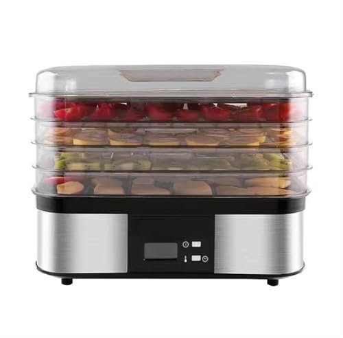 Cenz-888 Food Dehydrator- Dried Fruit Vegetables Herb Meat Machine Household MINI Food Dehydrator Pet Meat Dehydrated 4 Trays Snacks Air Dryer 10L Food Dryer Machine(Silvery)
