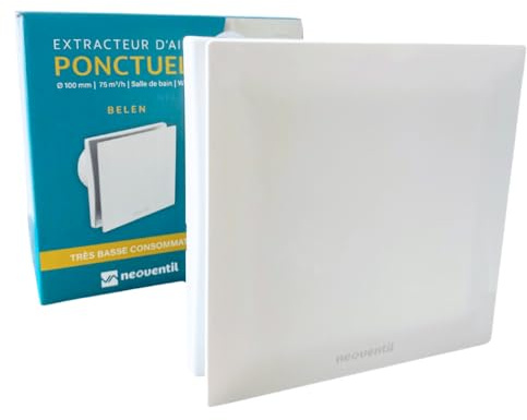 BELEN H - V1 - Extracteur d'air Intermittent pour Salle de Bain, WC et Cuisine - Détection d'Humidité avec Minuterie Intégrée - Silencieux - Résistant à l'Eau - Installation Murale et Plafond