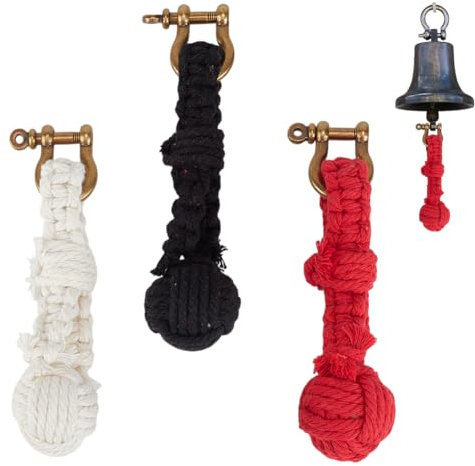 DELORIGIN 3Farben Seil Glocke Ziehen Glockenanhänger Aus Baumwolle Dekoration Mit Legierungsverschlüssen 3 Stück Kleine Rustikale Glocke Kont Für Geflochtener Schlüsselanhänger Weihnachtsdekoration