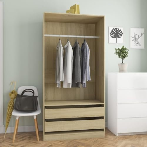 Juroupi Kleiderschrank Vorratsschrank Mehrzweckschrank Schrank Kleiderschrank Sonoma-Eiche 100x50x200 cm Holzwerkstoff
