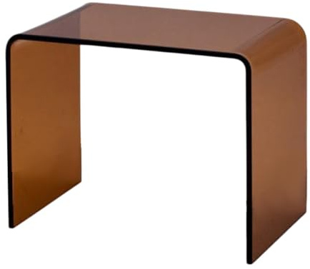 DimyFew Acryl-Beistelltisch, Acryl-Couchtisch, Küche, rechteckiger Tritthocker, transparent, für Getränke, Essen, Snacks, U-förmiger Acryl-Beistelltisch, Braun