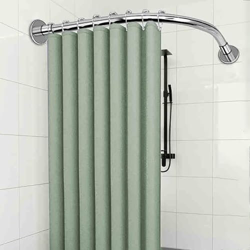 LLSZAHD Duschvorhangstange L Form Edelstahl, 70-95 X 90-130cm Duschstange Ecke Ausziehbare, Verstellbare Duschvorhang Spannstange, Für Badewanne & Dusche, Silber